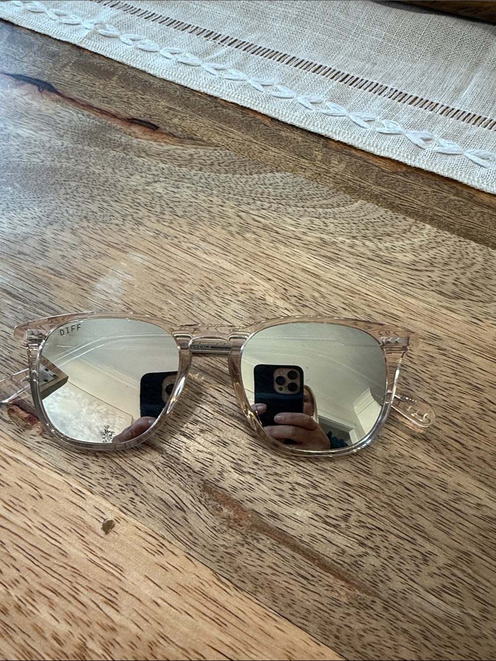 Diff Eyewear Clear Frame Sunglasses with Silver Mirrored Lenses